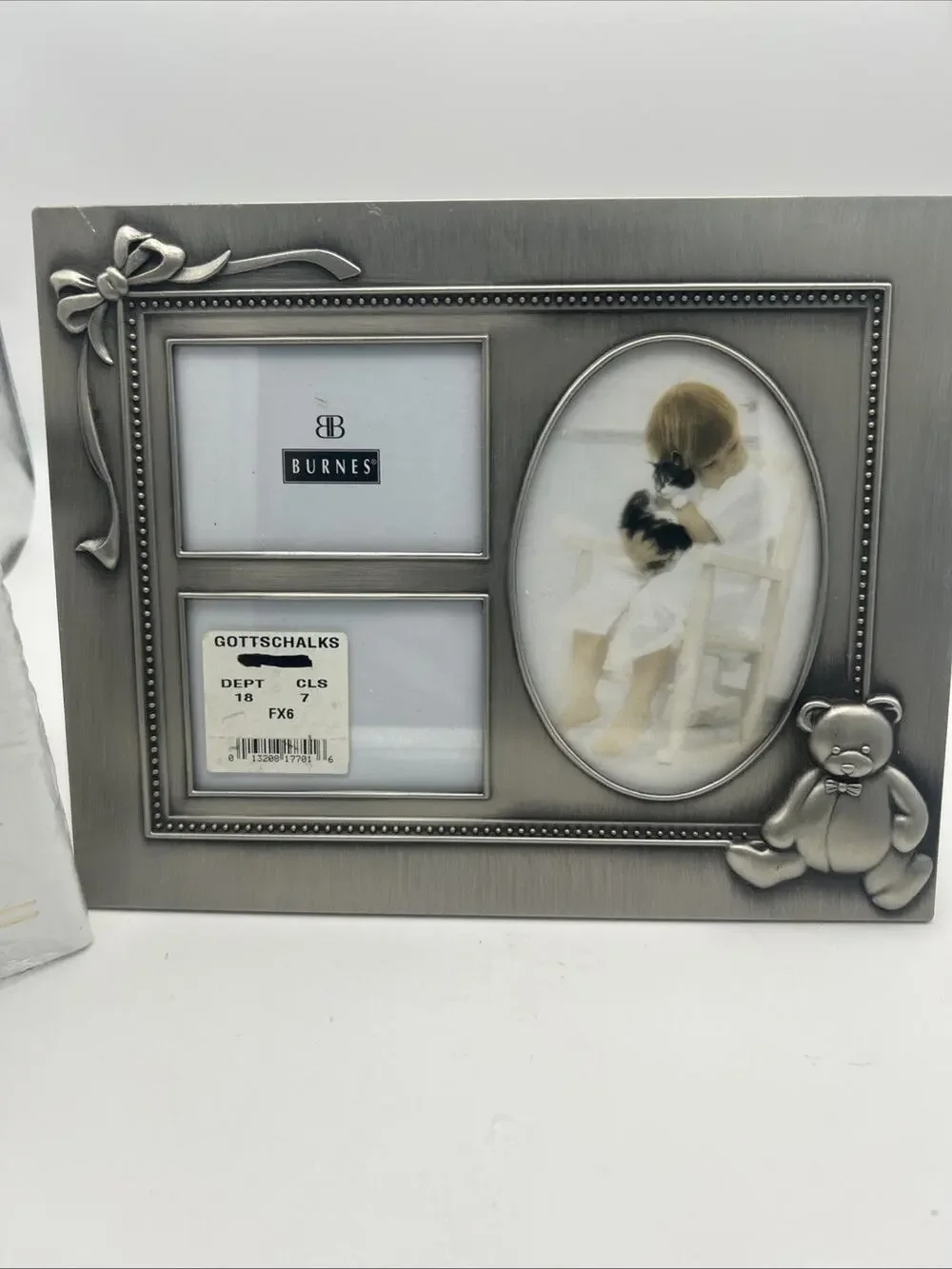 Vintage Burnes Of Boston Pewter Finish College Frame. With Small Album.